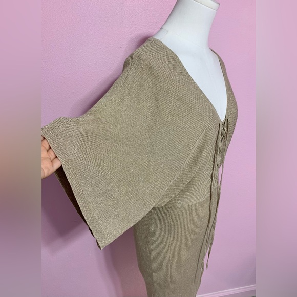 *RARE VTG Arden B gold metallic knit silk/cashmere blend dress - small - Picture 4 of 10